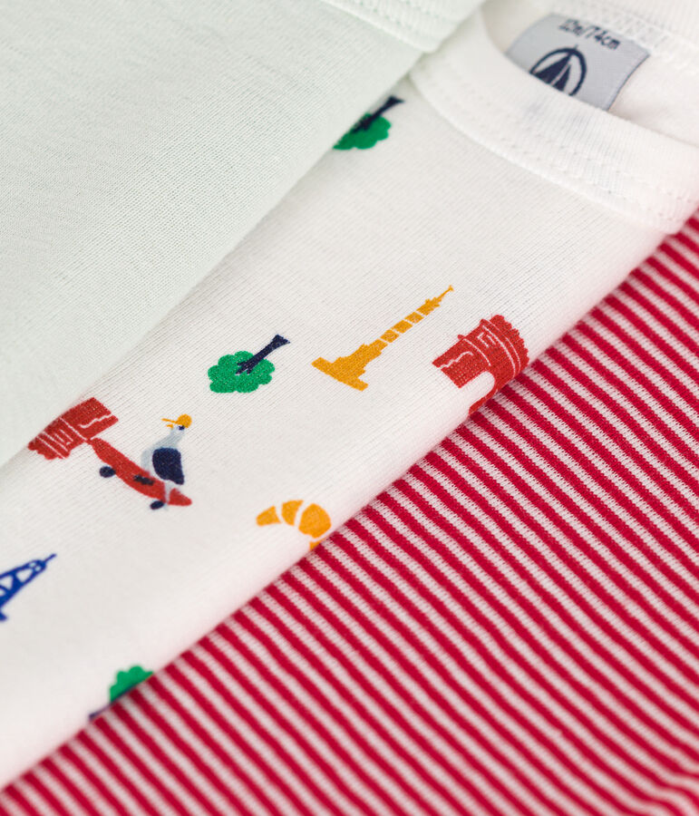 Confezione da 3 body beb&egrave; a manica corta in cotone Paris multicolore