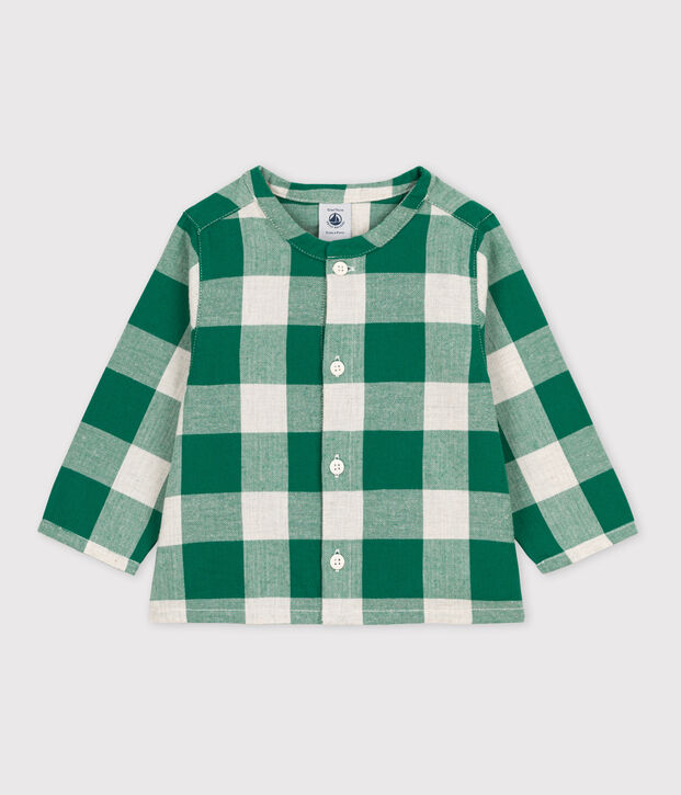 Camicia di flanella a maniche lunghe, a scacchi, per neonati MATCHA/ecru