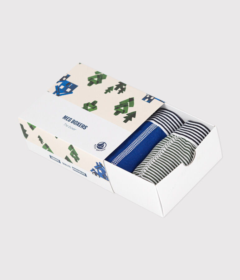 Confezione da 3 boxer bambino in cotone motivo chalet multicolore