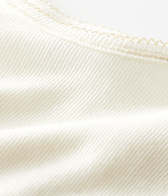Canottiere con spalline bambina in cotone lana seta bianco MARSHMALLOW