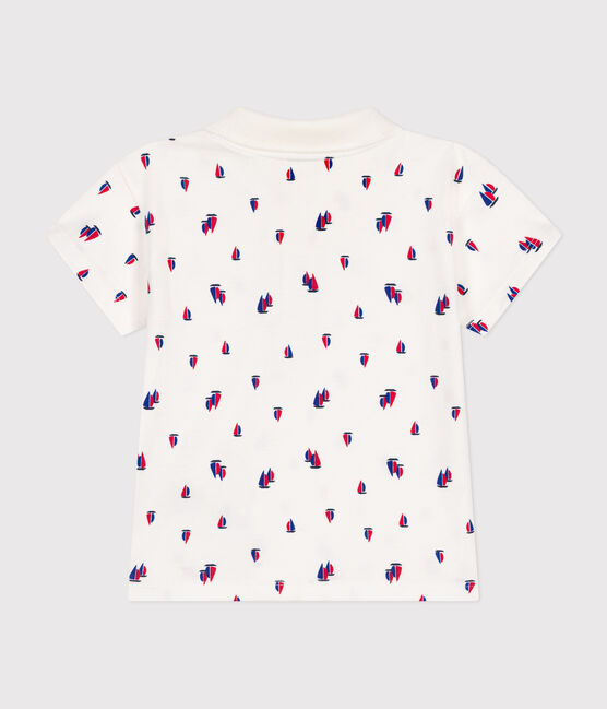 Polo a maniche corte in jersey sottile neonato bianco MARSHMALLOW/bianco MULTICO