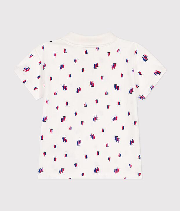 Polo a maniche corte in jersey sottile neonato bianco/multicolore