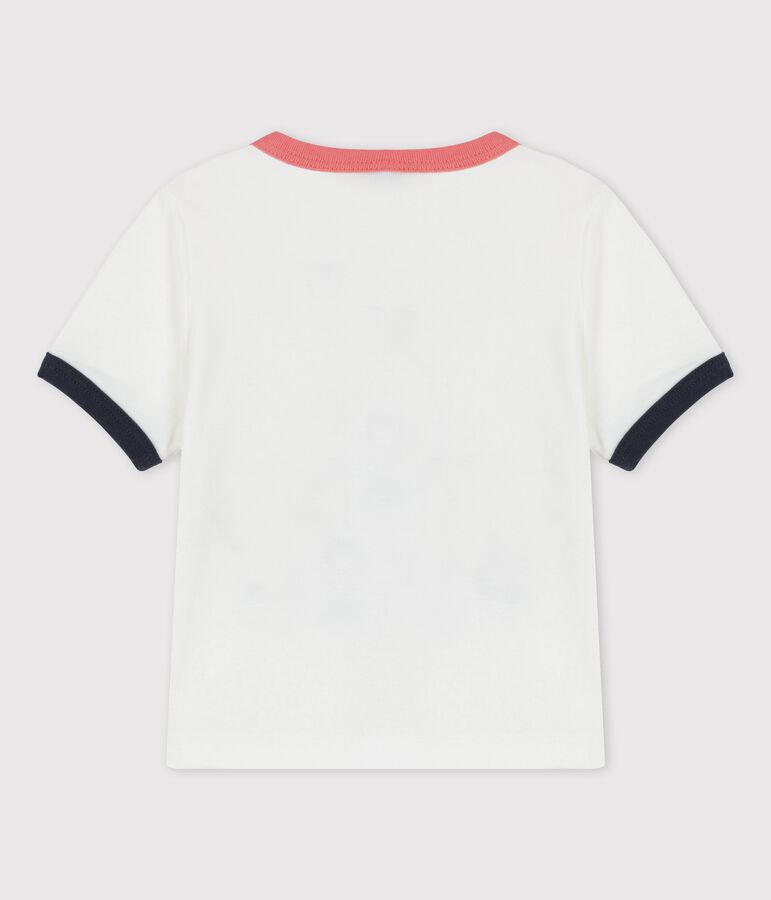 T-shirt a maniche corte beb&egrave; in cotone biologico con motivo bianco