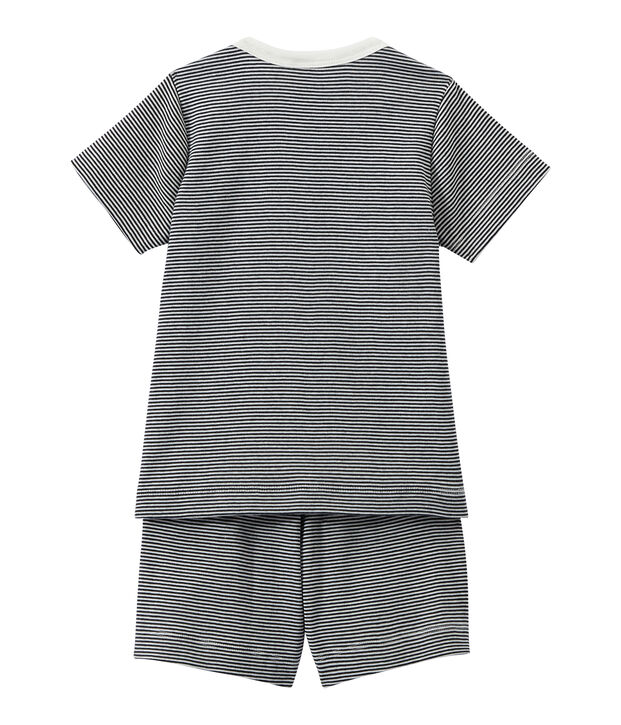 Pigiama corto bambino millerighe blu/bianco