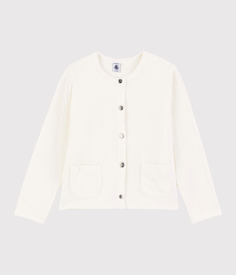 Cardigan in tubique bambina bianco