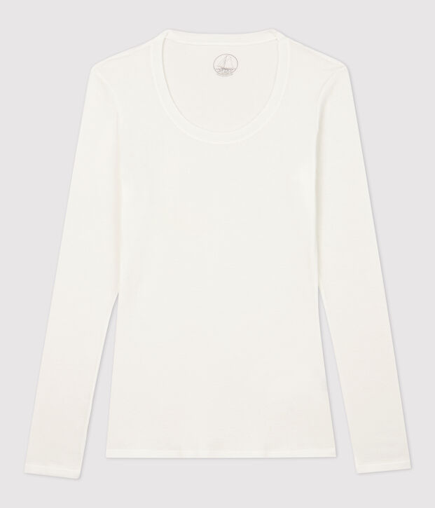 T-shirt a costine leggera Donna bianco