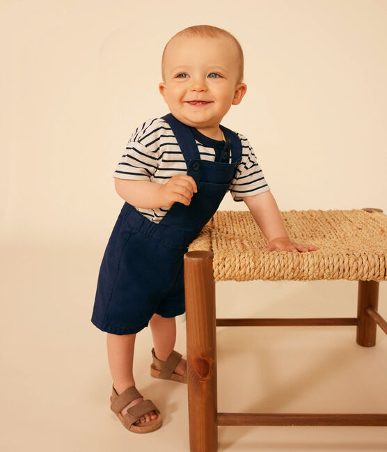 T-shirt bebè a maniche corte in jersey fiammato bianco AVALANCHE/blu SMOKING