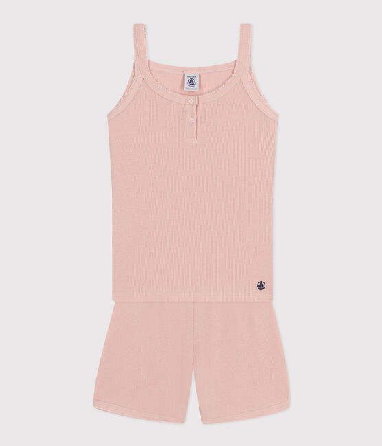 Pigiama shorts e canotta a tinta unita in cotone e lyocell bambino rosa SALINE