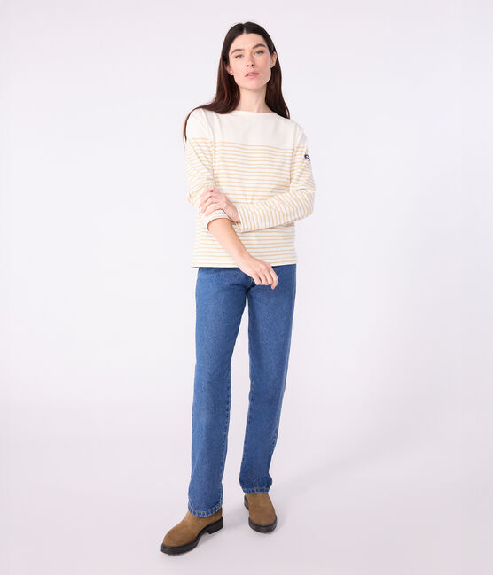 T-shirt marinière in cotone Donna beige MILK/ CAJOU