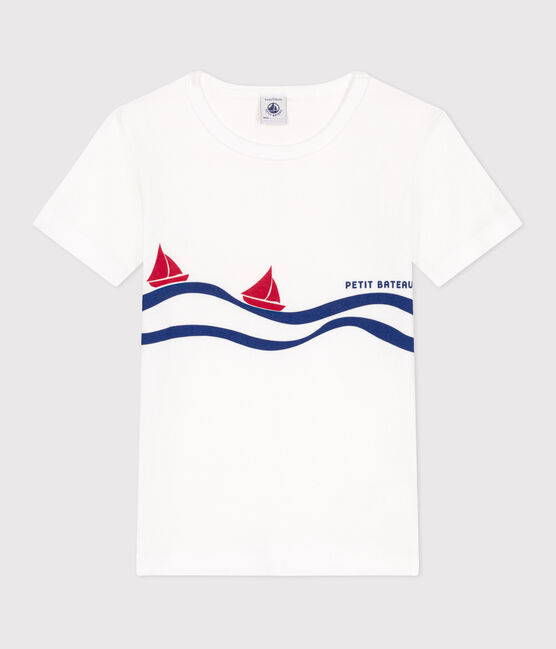 T-shirt a maniche corte in cotone bambino bianco ECUME/bianco MULTICO