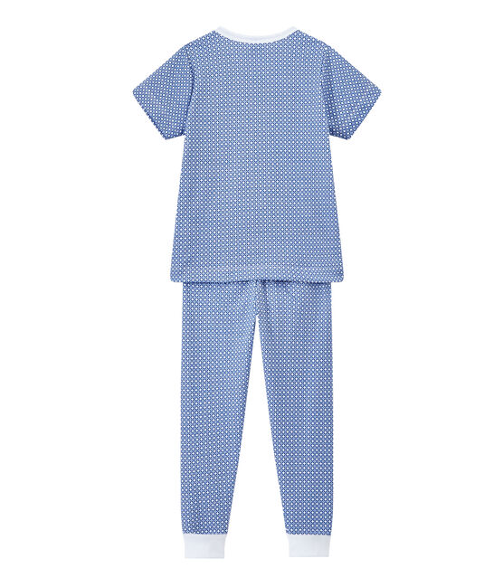 Pigiama bambino in tubique maniche corte bianco ECUME/blu PERSE