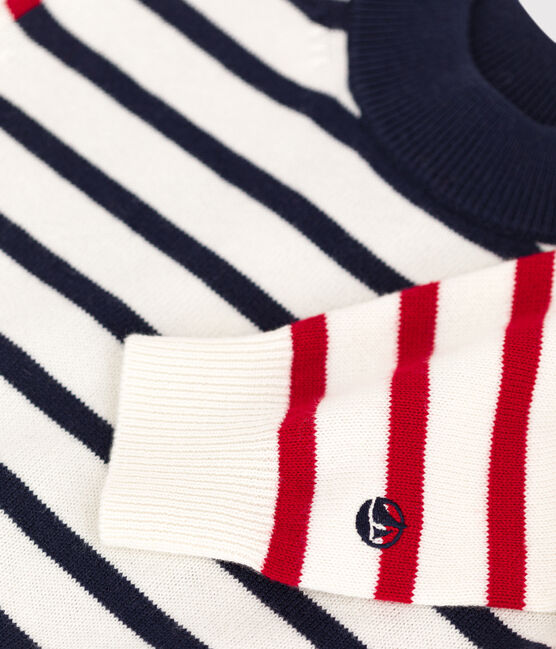 Marinière in cotone bambino unisex bianco MARSHMALLOW/bianco MULTICO