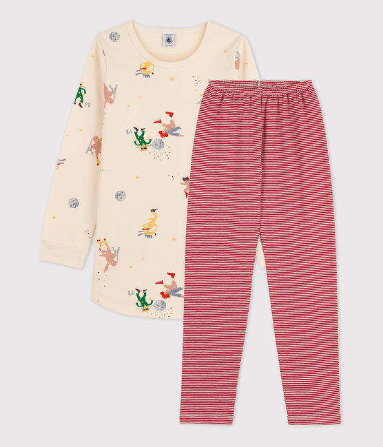 Camicia da notte fosforescente bambina in tessuto felpato di cotone bianco AVALANCHE/ MULTICO