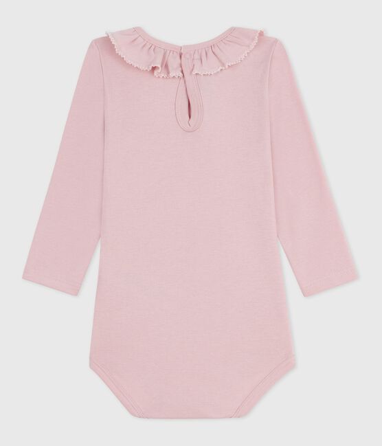 Body con colletto in cotone tinta unita neonata rosa JOLI