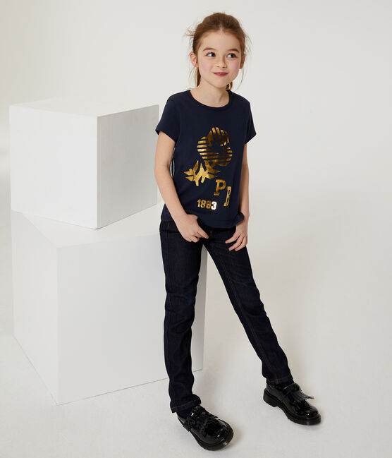 T-shirt a maniche corte bambina blu SMOKING