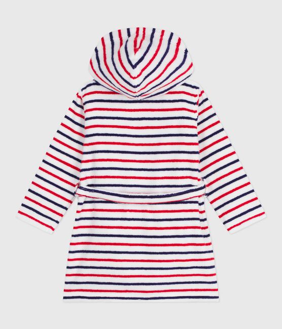 Accappatoio bambino in spugna di cotone a righe bianco MARSHMALLOW/bianco MULTICO