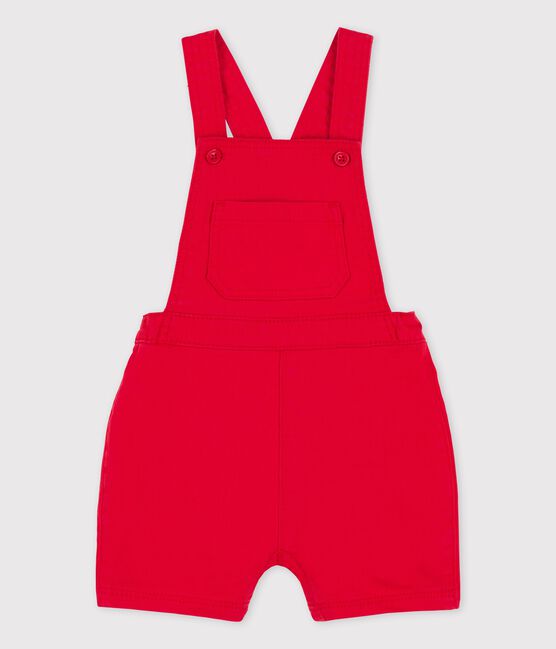 Salopette corta bebè in denim colorato rosso PEPS
