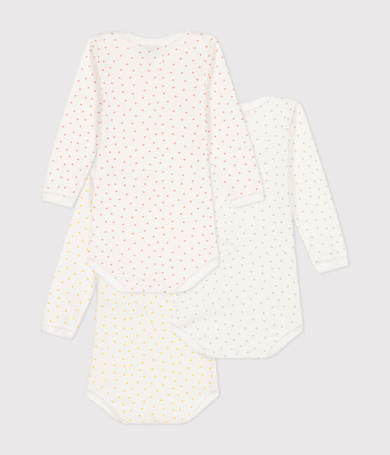 Confezione da 3 body bebè a maniche lunghe in cotone a cuori variante 1