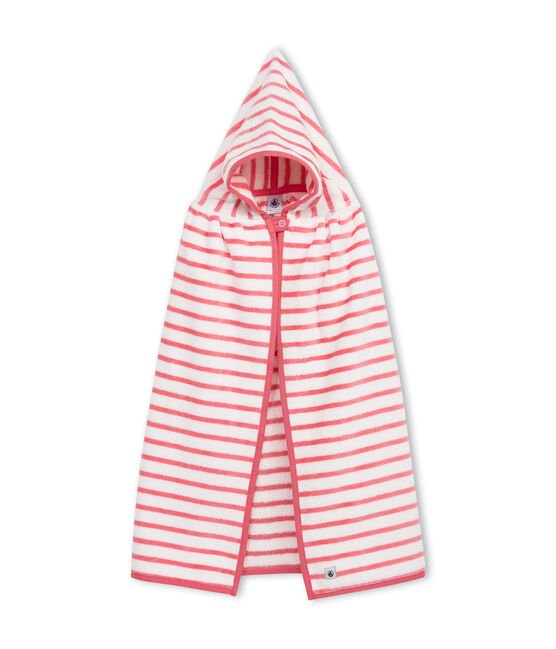 Mantellina da bagno bebè unisex in spugna bianco LAIT/rosa MERVEILLE