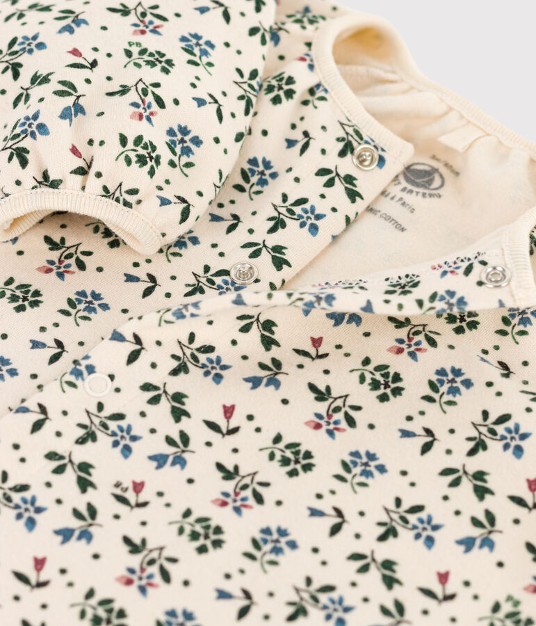 Tutina lunga beb&egrave; in cotone stampato bianco AVALANCHE/ MULTICO