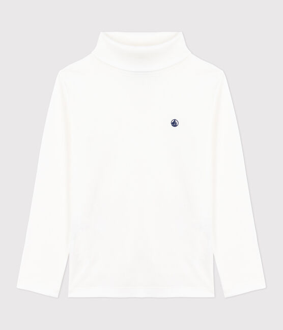 Dolcevita in cotone tinta unita bambino bianco MARSHMALLOW