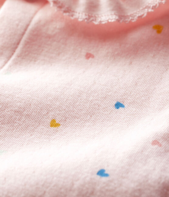 Pigiama tutina rosa a cuori bimba in tessuto tubico rosa FLEUR/bianco MULTICO