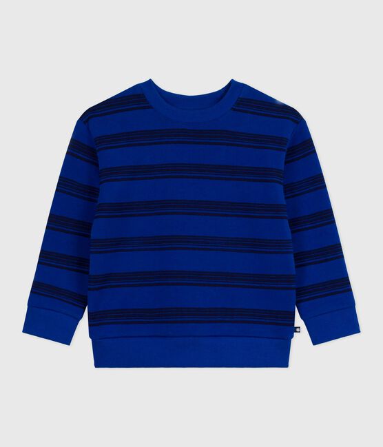 Felpa bambino in cotone a righe blu OLYMPIC+SOIR