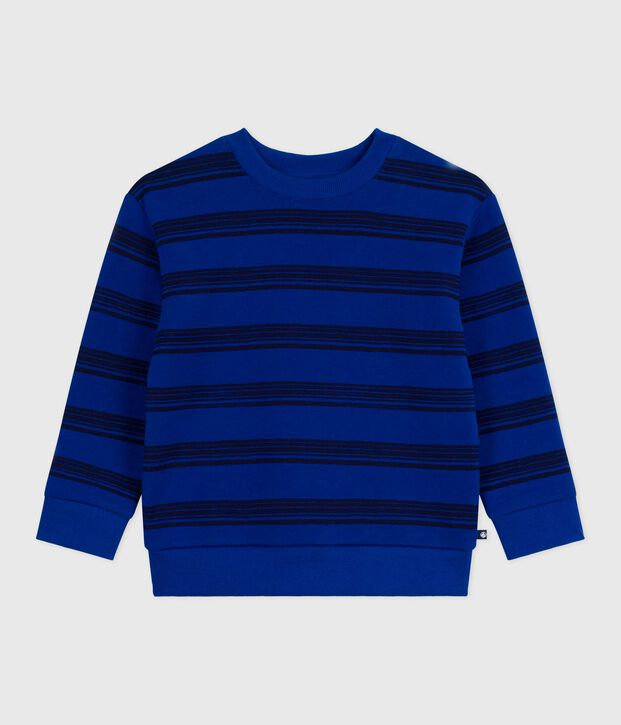 Felpa bambino in cotone a righe blu/blu
