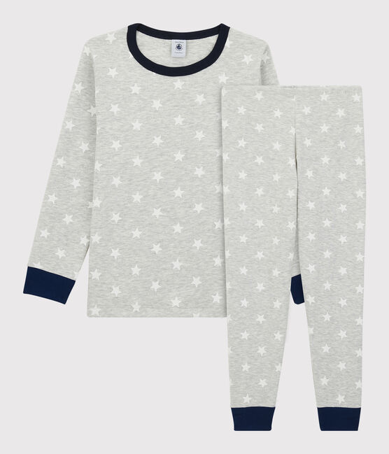 Pigiama bambino fantasia a stelle in cotone grigio BELUGA/bianco MARSHMALLOW