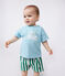 T-shirt a maniche corte in cotone tinta unita neonato blu AQUATIC
