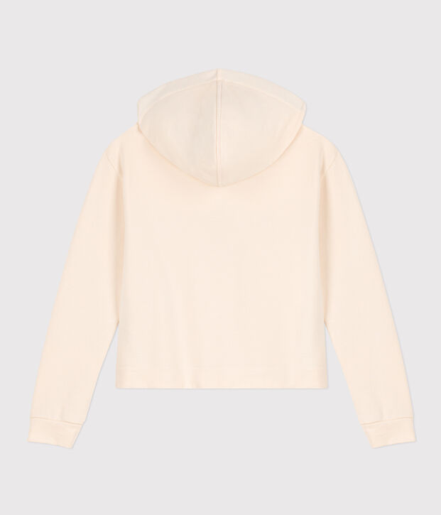 Felpa con cappuccio in tessuto felpato donna ecru