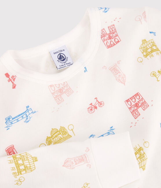 Pigiama fantasia Parigi bambino-bambina in cotone bianco MARSHMALLOW/bianco MULTICO