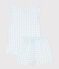 Pigiama corto bambina in cotone sottile fantasia vichy blu MARSHMALLOW/bianco GOMME