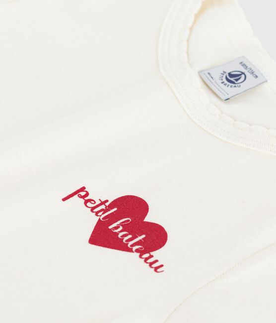 T-shirt a maniche corte con stampa bambina ecru MILK