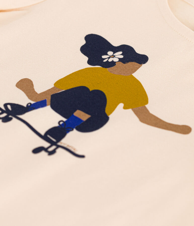 T-shirt in jersey leggero bambina ecru/multicolore