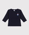 T-shirt bebè a maniche lunghe in cotone blu SMOKING
