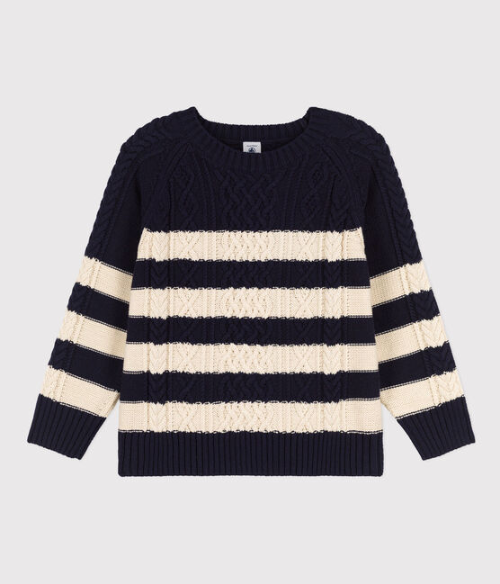Maglione irlandese a righe in cotone unisex blu SMOKING/ AVALANCHE