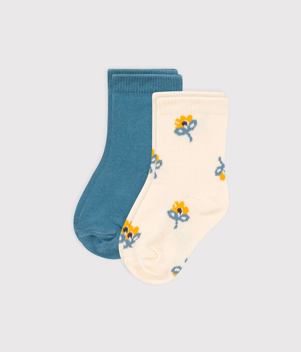 Confezione da 2 paia di calzini beb&egrave; a fiori multicolore