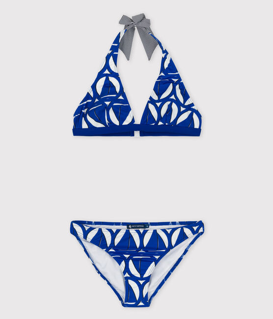 Costume da bagno 2 pezzi donna stampato bianco MARSHMALLOW/blu PERSE/ MULTICO