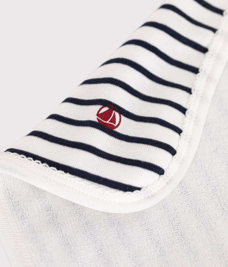 Telo in cotone e spugna a righe neonato bianco MARSHMALLOW/blu SMOKING