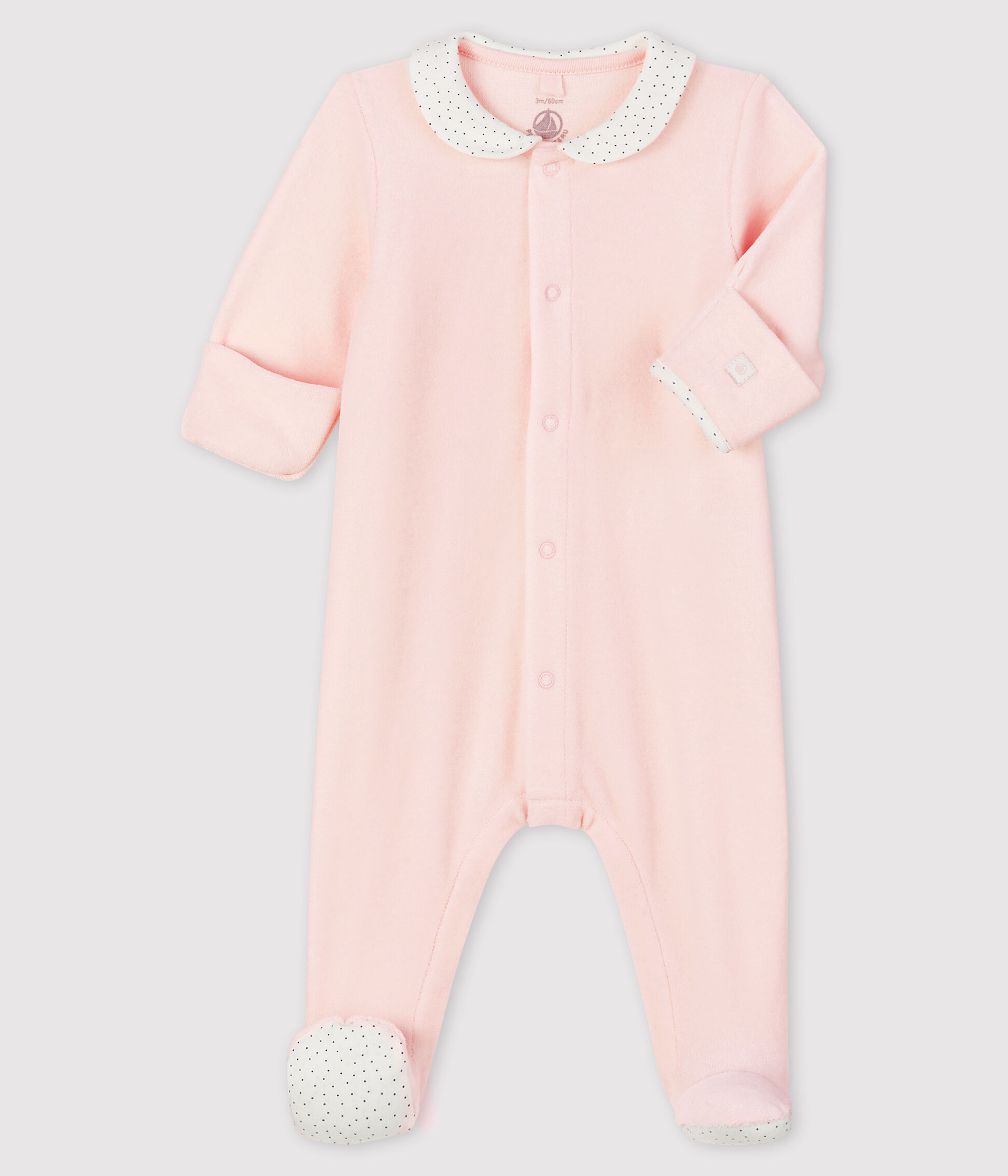 Tutina rosa da neonata in velluto FLEUR | Petit Bateau