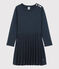 Abito bambina a maniche lunghe in cotone blu SMOKING BRILLANT