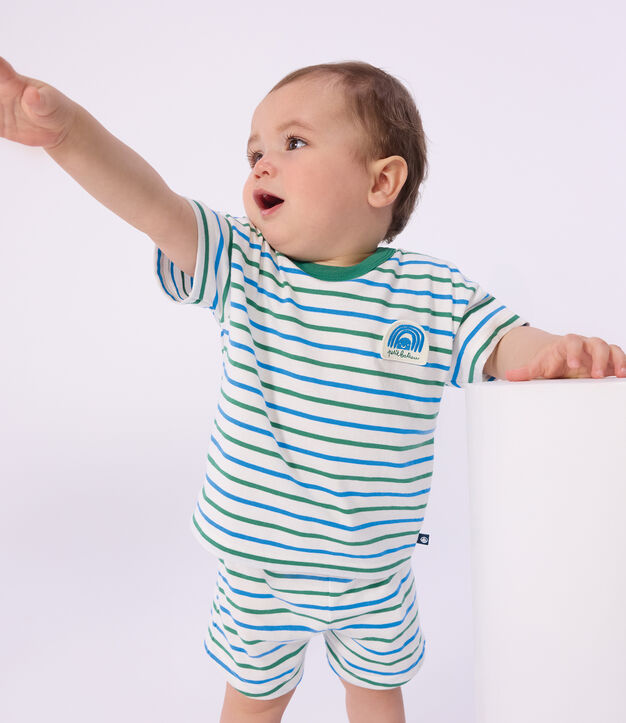 Shorts in cotone a righe bicolori neonato bianco/multicolore