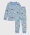 Pigiama bambino in tessuto felpato con stampa blu/multicolore