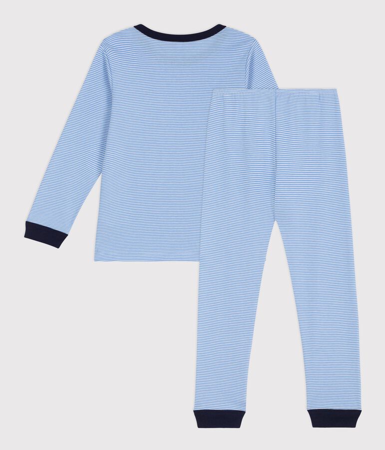 Pigiama in cotone a righe bambino blu/bianco