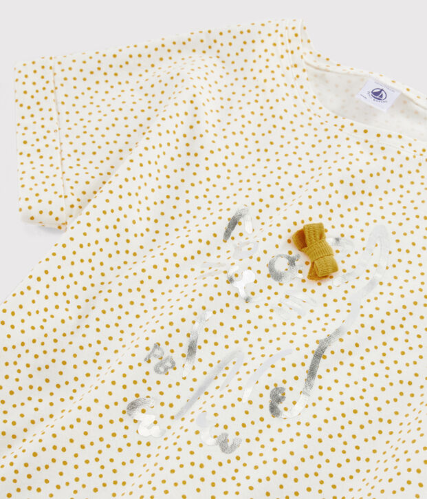 T-shirt con stampa bambina bianco/giallo