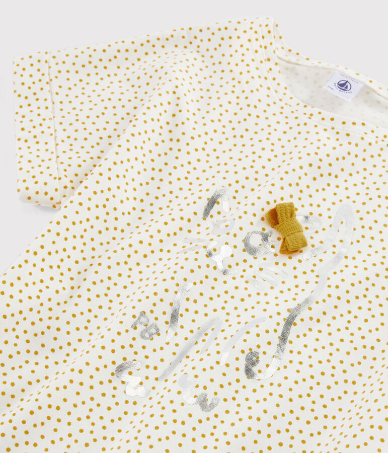 T-shirt con stampa bambina bianco/giallo