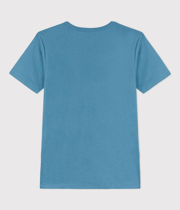 T-shirt L'ICONIQUE scollo a V in cotone donna blu