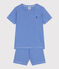 Pigiama corto in cotone a righe bambino blu PERSE/bianco MARSHMALLOW