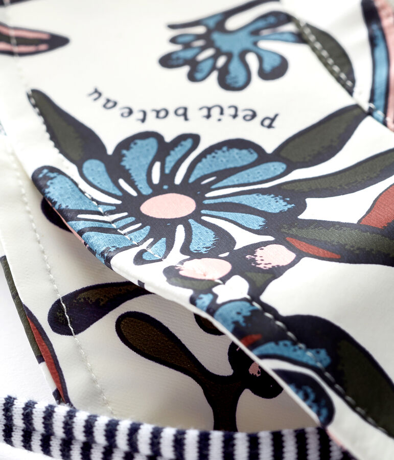 Cappellino da pescatore neonata in cerata fantasia bianco MARSHMALLOW/bianco MULTICO